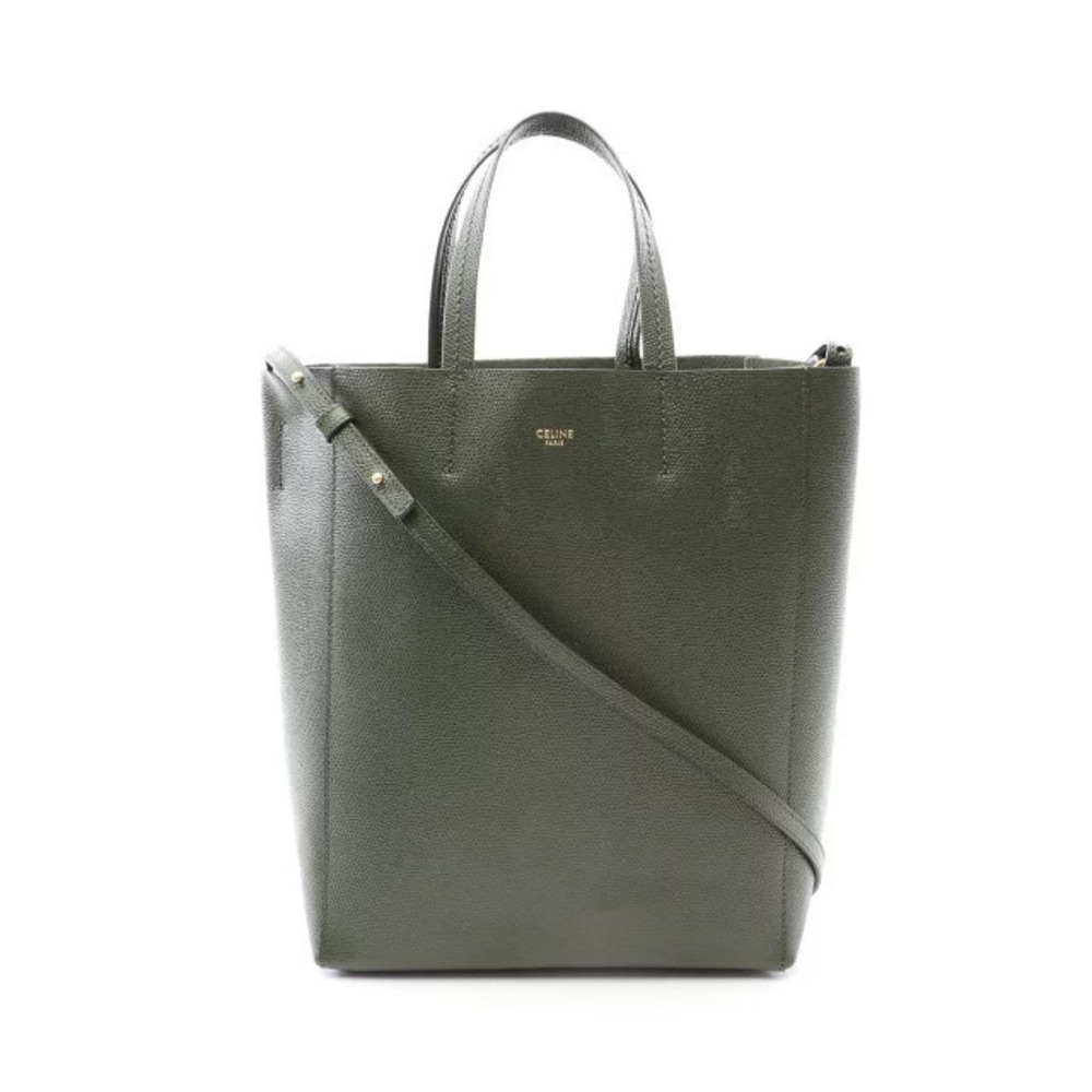 Celine Vertical Cabas Tote Bag Leather Khaki Green